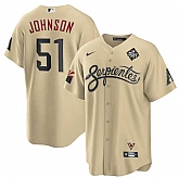 Men's Arizona Diamondbacks #51 Randy Johnson Gold 2023 World Series City Connect Cool Base Stitched Jersey Dzhi,baseball caps,new era cap wholesale,wholesale hats